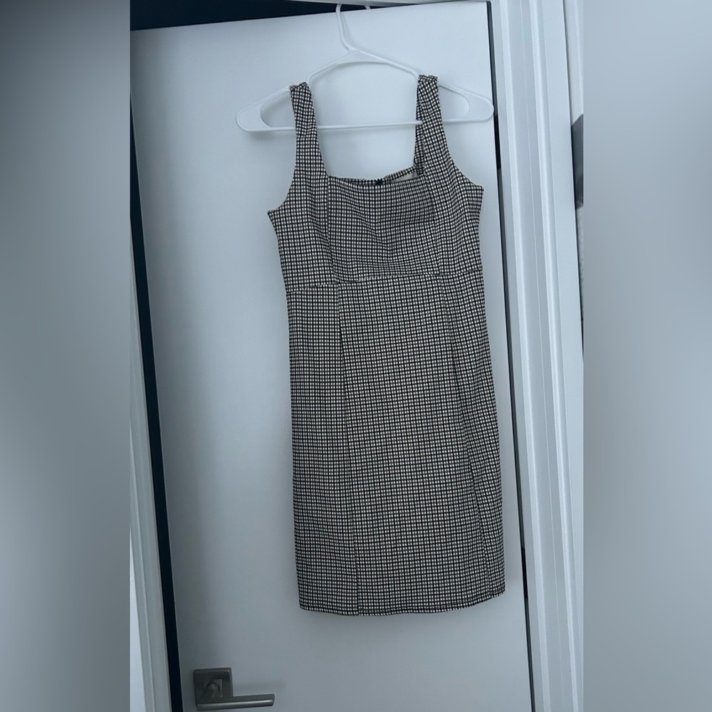 Altar'd State Black and White Checkered Midi Dress